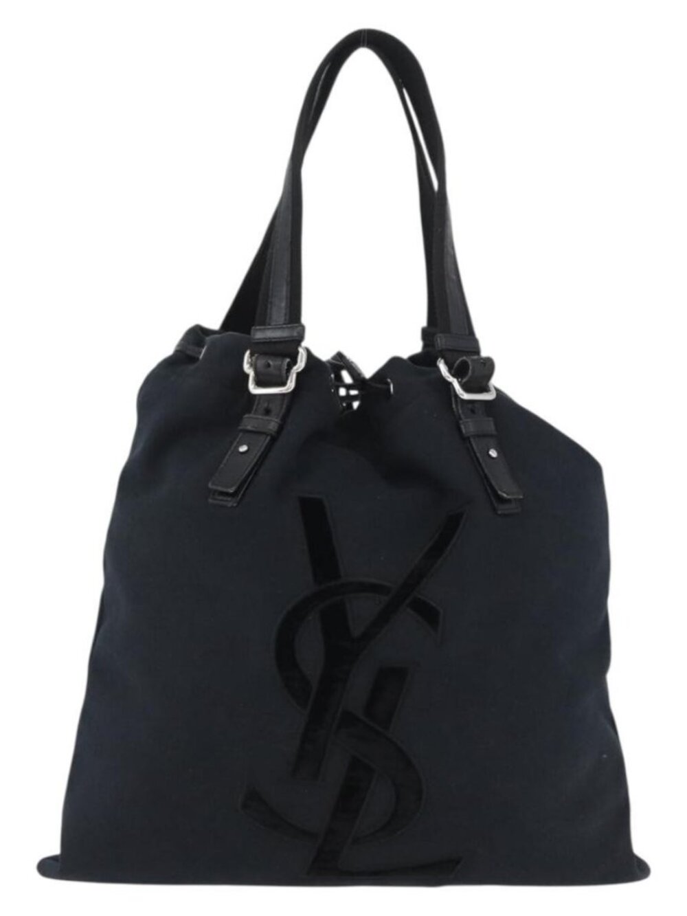 SAINT LAURENT Tote Bag Canvas Black Silver 121631 Auth ka2353 - Picture 2 of 16